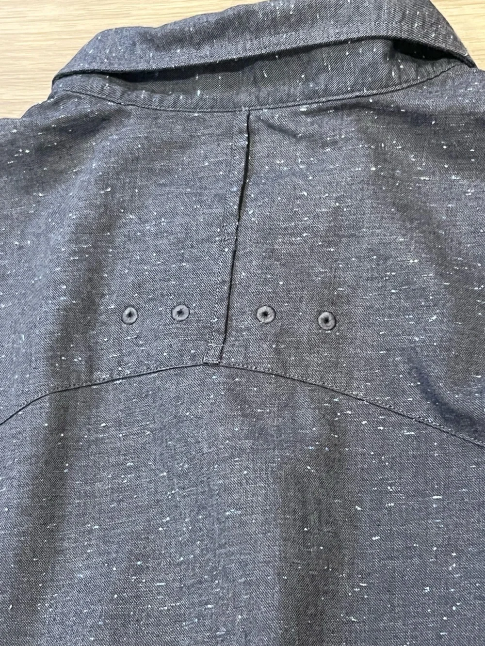 Banana Republic Navy Speckled Long-Sleeve Button-Down Shirt Tailored Slim Fit XL